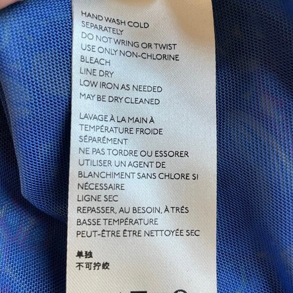 Anthropologie Sheer Mock Neck Top Blue Paisley Artsy Lightweight Size Medium - Picture 10 of 11